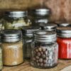 spice bottles on shelf