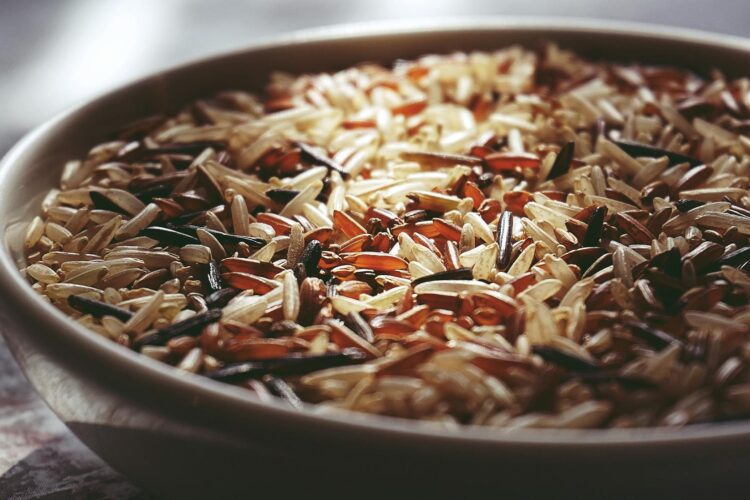 rice in white ceramic bowl
